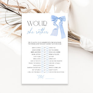 Blue Bow Would She Rather Baby Shower Game