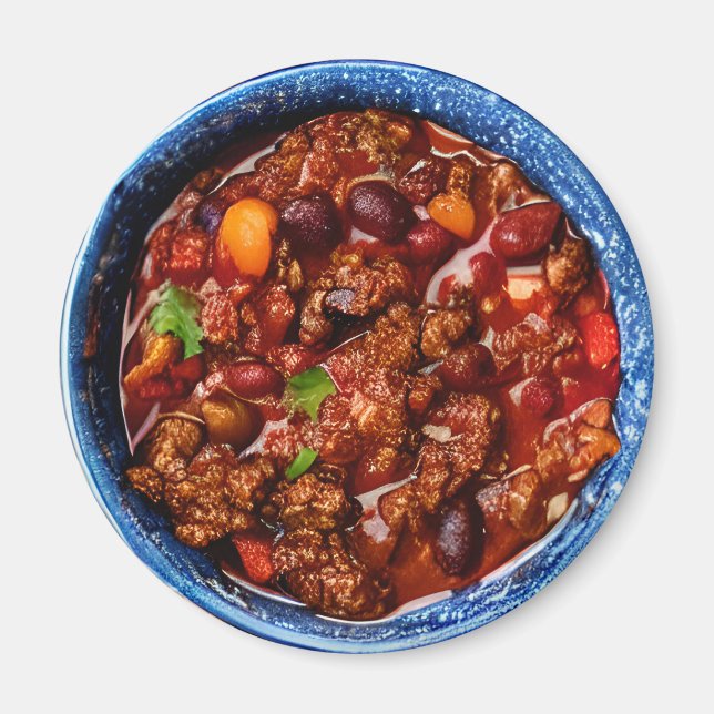 Blue Bowl of Chili Food Magnet (Front)