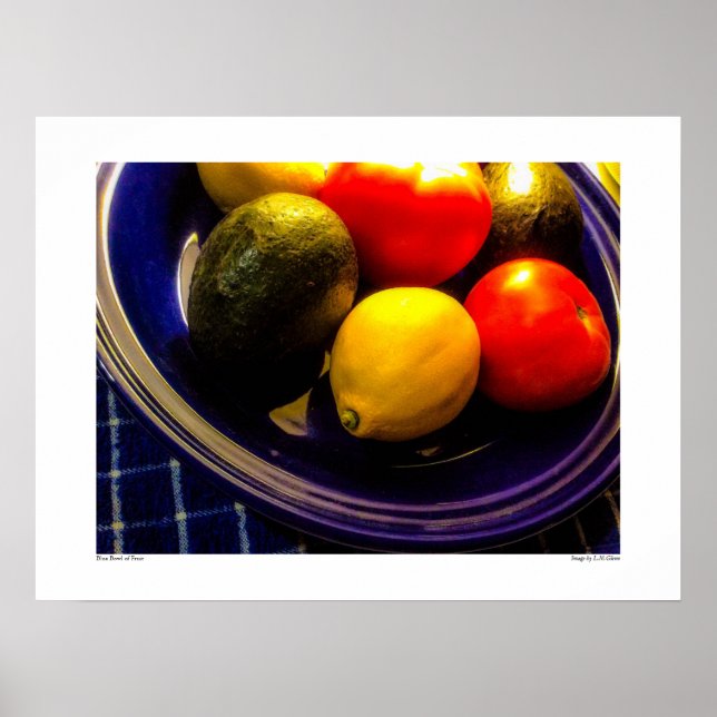 Blue Bowl of Fruit Poster (Front)