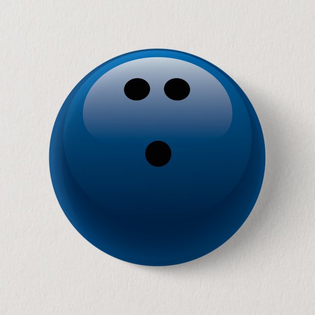 BLUE BOWLING BALL 2 INCH ROUND BUTTON (Front)