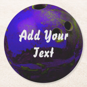 Blue Bowling Ball Customize Personalize Round Paper Coaster