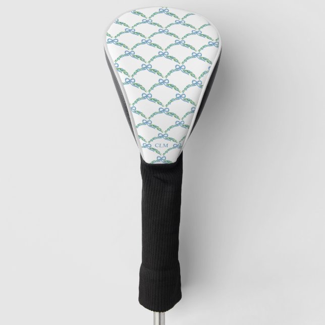 Blue Bows and Beaus Coastal Garland Golf Head Cover (Front)