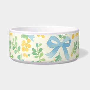 Blue Bows and Yellow Floral Cottagecore Pattern