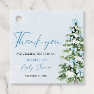 Blue Bows Baby It's Cold Outside Baby Shower Favour Tags