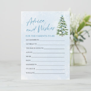 Blue Bows Christmas Baby Shower Advice and Wishes  Invitation