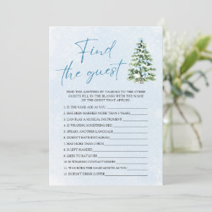 Blue Bows Christmas Find the Guest Baby Shower Invitation