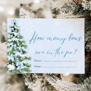 Blue Bows Christmas How Many Bows Baby Shower Game Invitation