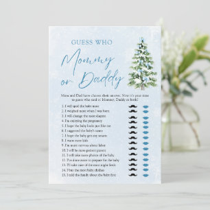 Blue Bows Christmas Tree Guess Who Mom or Dad Game Invitation