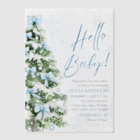 Blue Bows Christmas Tree Hello Baby Baby Shower