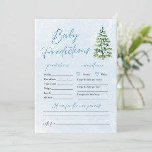 Blue Bows Christmas Tree Snow Baby Prediction Game Invitation