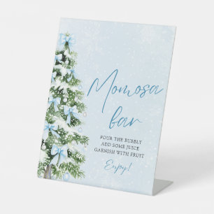 Blue Bows Christmas Tree Snowflake Momosa Bar Sign