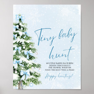 Blue Bows Christmas Tree Tiny Baby Hunt Game Poster