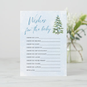 Blue Bows Christmas Wishes For Baby Advice Game Invitation