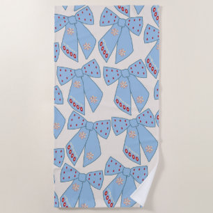 Blue Bows Coquette Beach Towel
