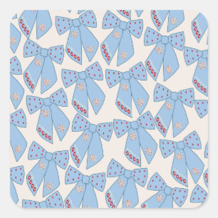 Blue Bows Coquette Square Sticker