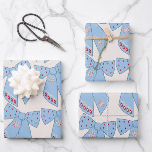 Blue Bows Coquette Wrapping Paper Sheet