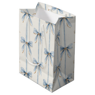 Blue Bows Cream Bridal Shower Medium Gift Bag