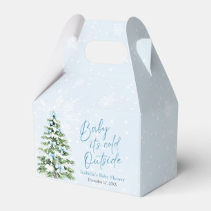 Blue Bows Girl Baby It's Cold Outside Baby Shower Favor Box