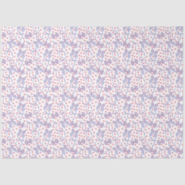Blue Bows & Pink Dots Tissue Paper (Front)
