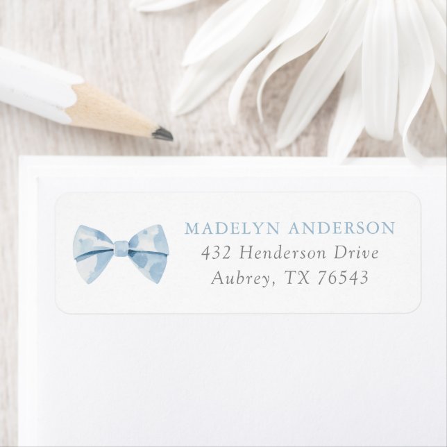Blue Bowtie Boy Baby shower Adresse de retour (En situation)