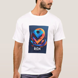 blue box design white cotton tshirt