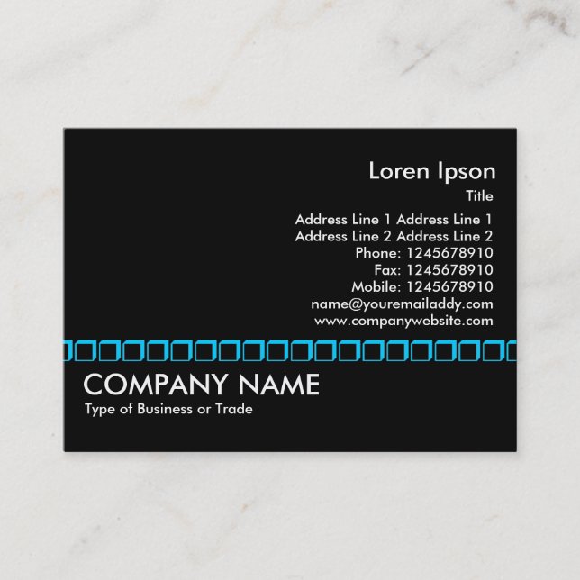 Blue Box Line - Black Business Card (Front)