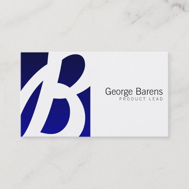 Blue Box Monogram Business Card (Front)