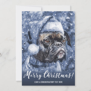 Blue Boxer Dogs Christmas Holiday Card