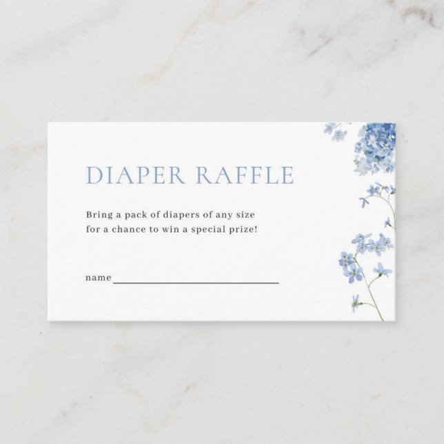 Blue Boy Baby Bloom Baby Shower Diaper Raffle Card (Front)
