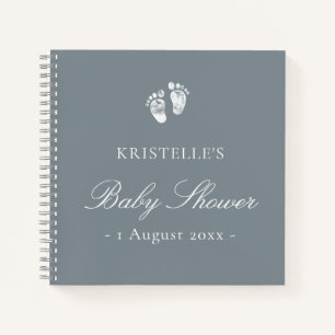 Blue Boy Baby Footprint Baby shower Livre d'invité