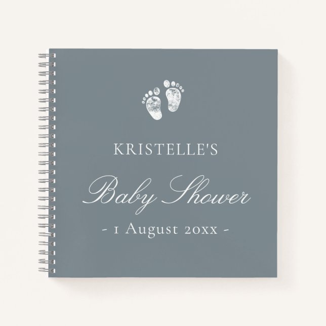 Blue Boy Baby Footprint Baby shower Livre d'invité (Devant)