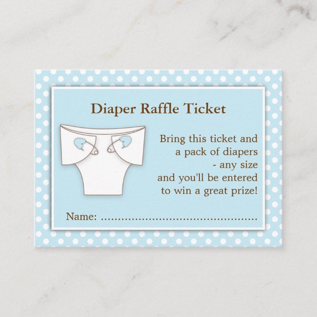 Blue Boy Baby Shower Diaper Raffle Ticket Insert (Front)