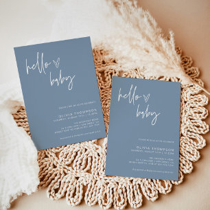 Blue Boy Baby Shower   Modern Blue Boy Invitation
