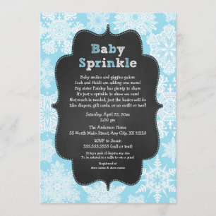 Blue Boy Baby Sprinkle snowflake winter invites