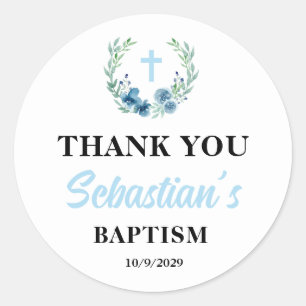 Blue Boy Baptism  Classic Round Sticker