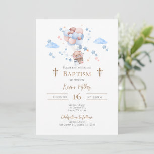 Blue Boy Baptism Invitation