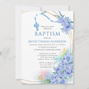 Blue Boy Baptism Invitation