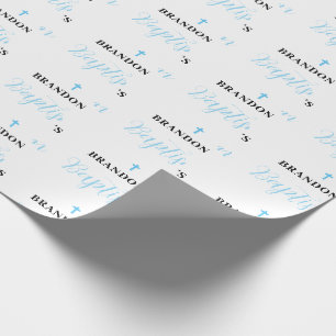 Blue Boy Baptism Wrapping Paper