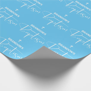 Blue Boy Baptism Wrapping Paper