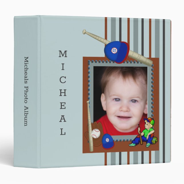 Blue Boy Baseball Sports Photo Album Binder (Front/Spine)