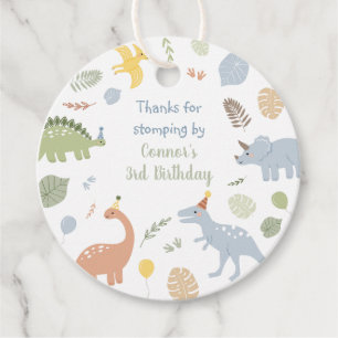 Blue Boy Boho Dinosaur Birthday Favour Tags