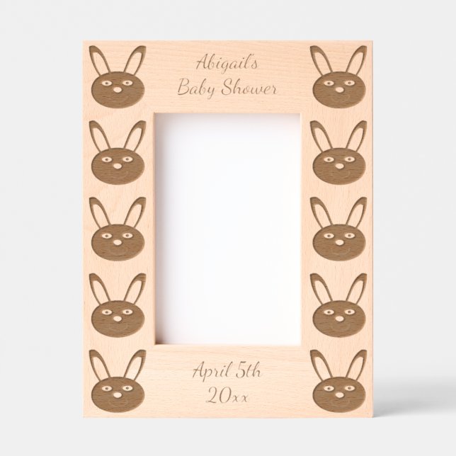 Blue Boy Bunny Face Spring Easter Baby Shower Etched Frames (Front)
