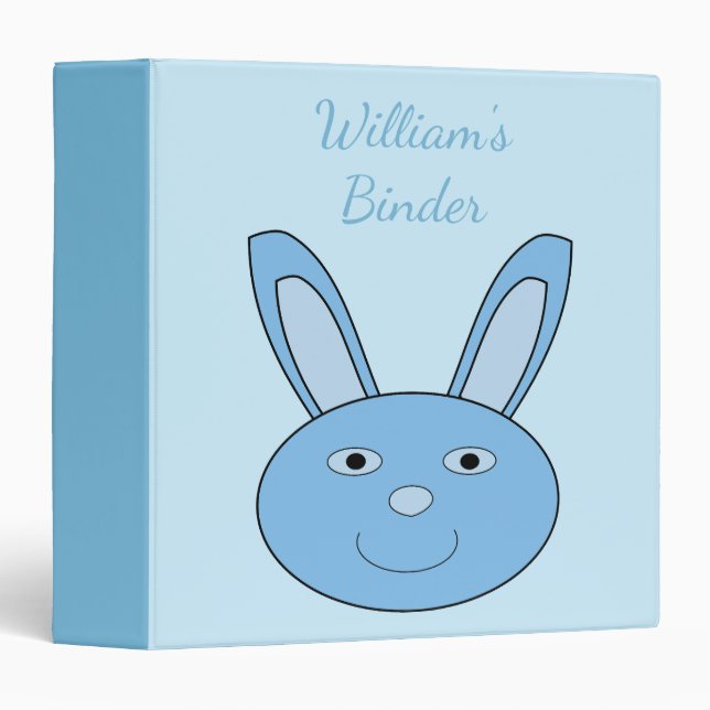 Blue Boy Bunny Face Spring Easter Custom Binder (Front/Spine)