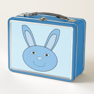 Blue Boy Bunny Face Spring Easter Metal Lunch Box