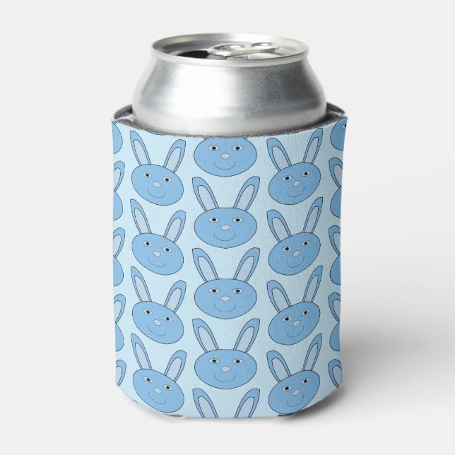Blue Boy Bunny Face Spring Easter Patterned Can Cooler (Can Front)