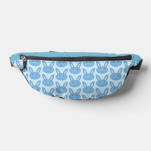 Blue Boy Bunny Face Spring Easter Patterned Fanny Pack (Lay Down)