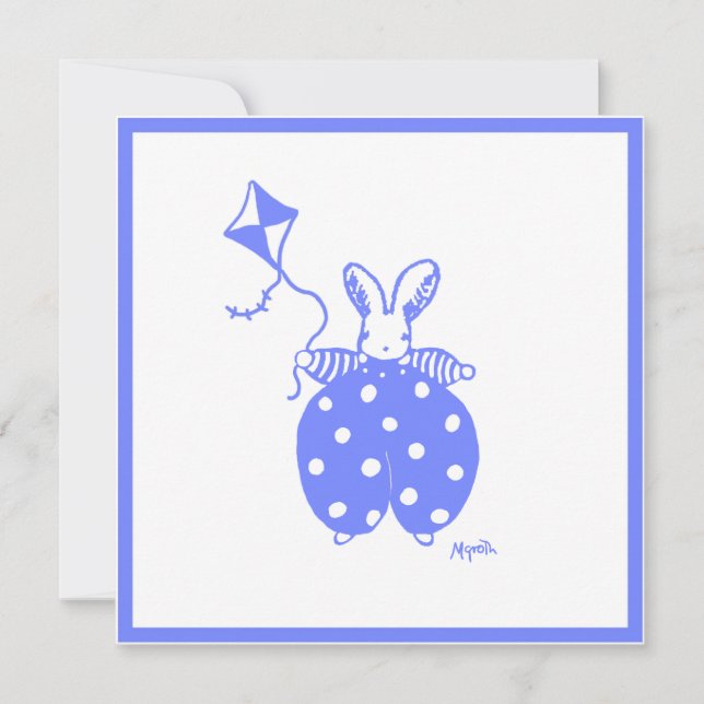 Blue boy bunny invitation (Front)