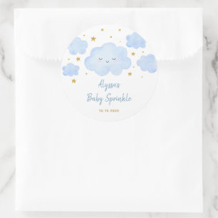 Blue Boy Cloud Stars Baby Sprinkle Classic Round Sticker