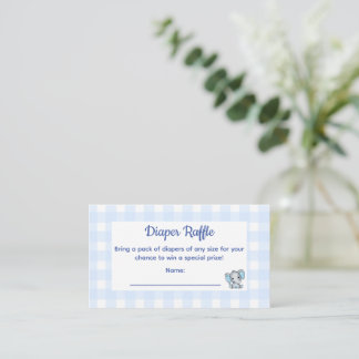 Blue Boy Elephant Baby Shower Diaper Raffle Card