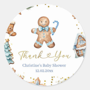 Blue Boy Gingerbread Thank You Sticker
